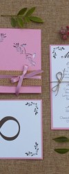 Convite de Casamento,ementa e marcador de mesa em cor-de-rosa