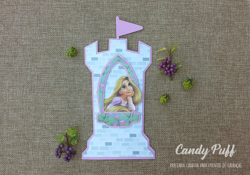 Convite com a Princesa Rapunzel para Aniversário de menina